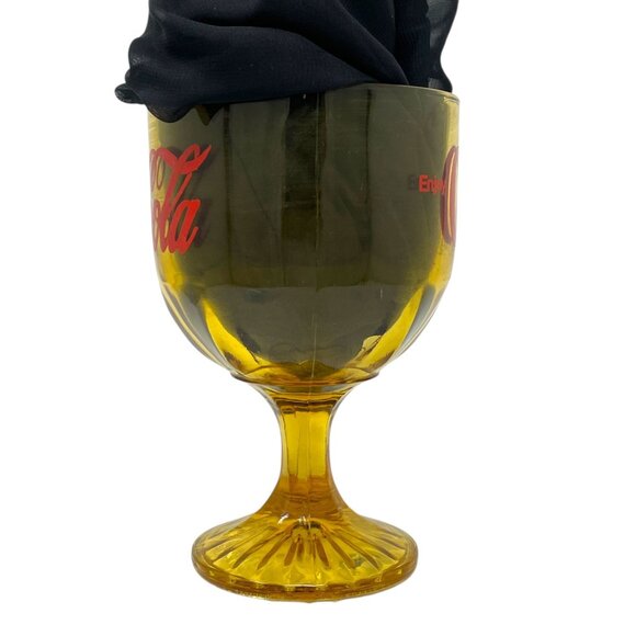 Vtg Coca Cola COKE Goblet Amber Heavy Stemmed Schooner Drinking Glass Drinkware - Picture 10 of 13